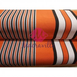 Orange, Black & White Strips Northern Fugu Fabric - 6 Yards