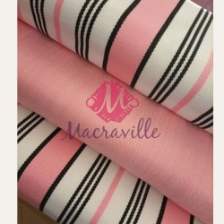 Baby Pink, White & Black Stripes Northern Fugu Fabric - 6 Yards