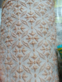 white and peach Crepe fabric JC 3